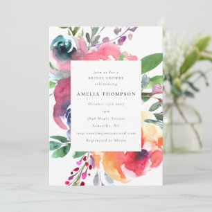 Colourful Boho Watercolor Floral Bridal Shower Invitation