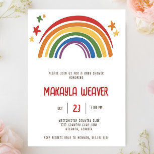 colourful Boho Watercolor Rainbow Boy Baby Shower Invitation