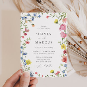 Colourful Boho Wildflower Fairytale Elegant Weddin Invitation