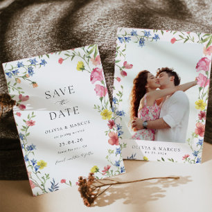 Colourful Boho Wildflower Fairytale Elegant Weddin Save The Date