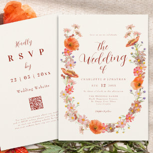 Colourful Boho Wildflower Fall Wedding Invitation