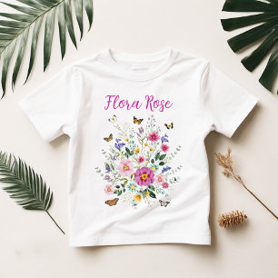 Colourful Boho Wildflower Meadow Girl Birthday Baby T-Shirt