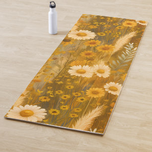 Colourful Boho Wildflower Retro Garden Design Yoga Mat