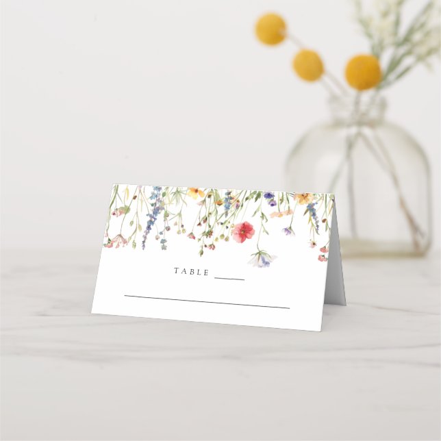 Colourful Boho Wildflower Wedding Place Card (Front)
