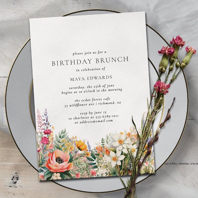 Colourful Boho Wildflowers | Garden Birthday Brunc Invitation (Creator Uploaded)
