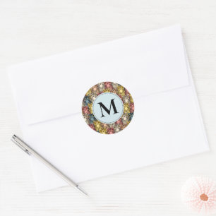 Colourful Boho Woodland Owl Pattern Classic Round Sticker
