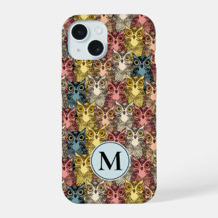 Colourful Boho Woodland Owl Pattern iPhone 15 Case