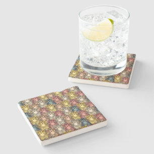 Colourful Boho Woodland Owl Pattern Stone Coaster