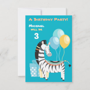 Colourful Boho Zebra Birthday Party Invitation