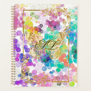 Colourful Bokeh Abstract Gold Frame&Butterfly Planner