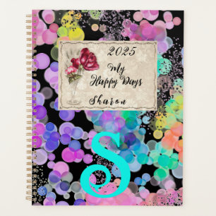 Colourful Bokeh Abstract Momogram Valentine’s Day Planner