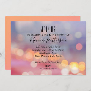 Colourful Bokeh Birthday Party Invitations