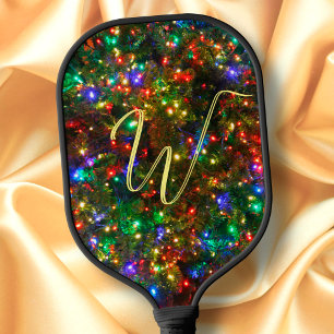 Colourful Bokeh Blurry Light Elegant Script Initia Pickleball Paddle