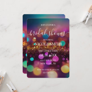 Colourful Bokeh Bridal Shower Invitation