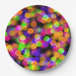 Colourful Bokeh Bubbles Paper Plate