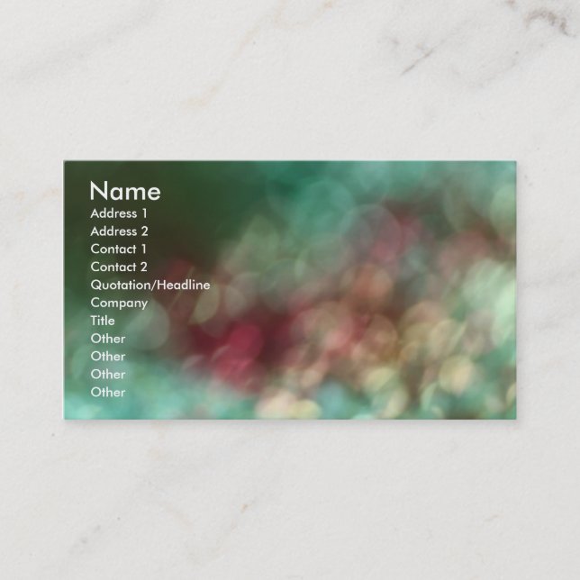 Colourful Bokeh Business Card (Front)