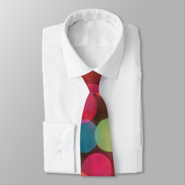 Colourful Bokeh Lights Christmasy Tie (Tied)
