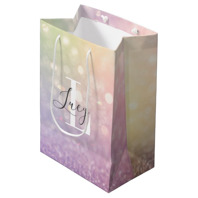 Colourful bokeh lights          medium gift bag (Front Angled)
