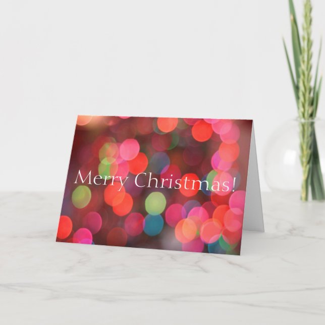 Colourful Bokeh Lights Merry Christmas Holiday Card (Front)