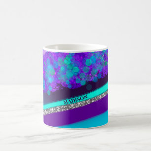 Colourful Bokeh Silver Glitter  Coffee Mug