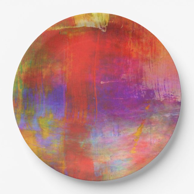 Colourful Bold Abstract Painting Paper Plate (Front)