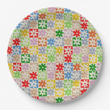 Colourful Bold Aesthetic Chequered Flower Pattern