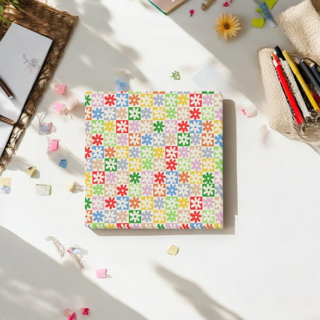 Colourful Bold Aesthetic Chequered Flower Pattern Post-it Notes (Creator Uploaded)