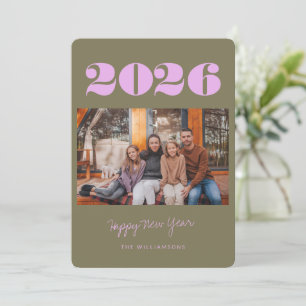 Colourful Bold Boho Olive 2 Photo 2025 New Year's  Holiday Card