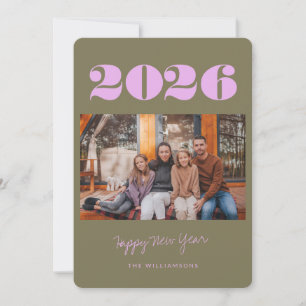 Colourful Bold Boho Olive 2 Photo 2025 New Year's  Holiday Card