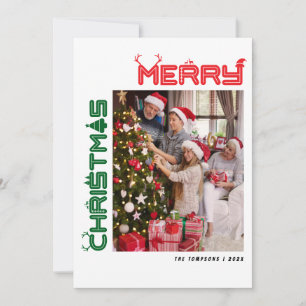 Colourful Bold Christmas Family Photos Holiday Car Card