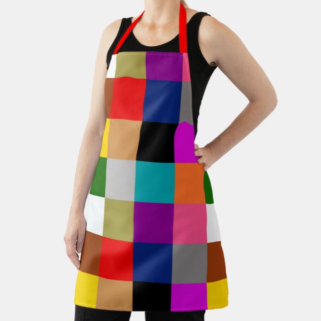 Colourful Bold Colour Blocks Pattern Design  Apron (Creator Uploaded)