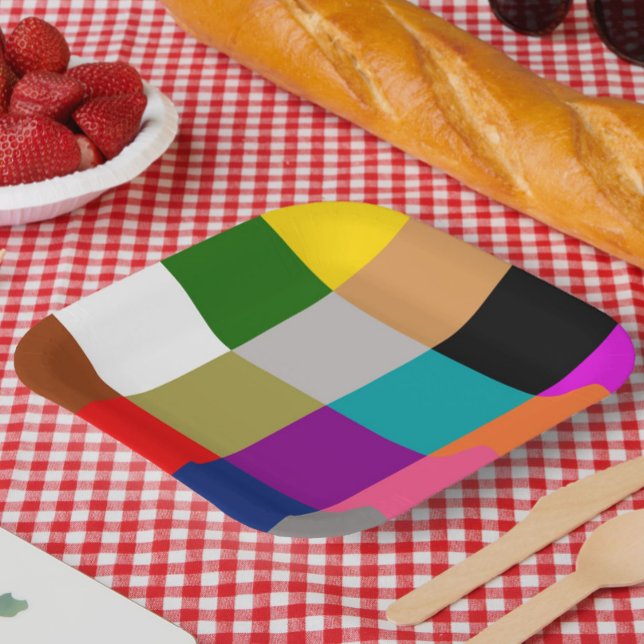 Colourful Bold Colour Blocks Pattern Design  Paper Plate (Creator Uploaded)