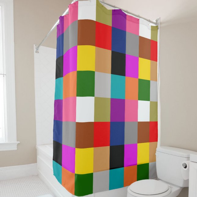 Colourful Bold Colour Blocks Pattern Design  Shower Curtain (Creator Uploaded)