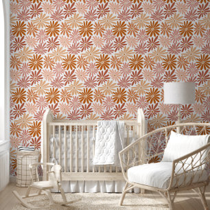 Colourful Bold Floral Retro Pattern Wallpaper