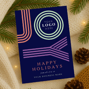 Colourful Bold Fun Business Logo Christmas Joy Holiday Card