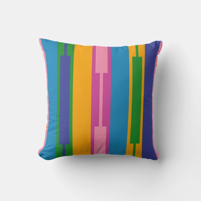 Colourful Bold Geo Chain Geometric Block Stripes Cushion (Front)