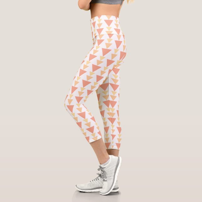Colourful Bold Geometric Triangle Capri Leggings (Left)