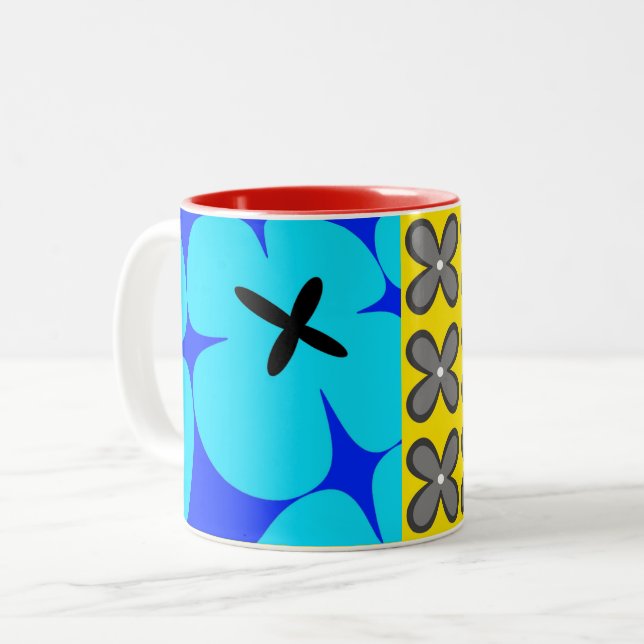 colourful bold graphic floral CaféOlé 11oz. mug (Front Left)
