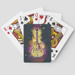 Colourful Bold Guitar Abstract Painting Playing Cards