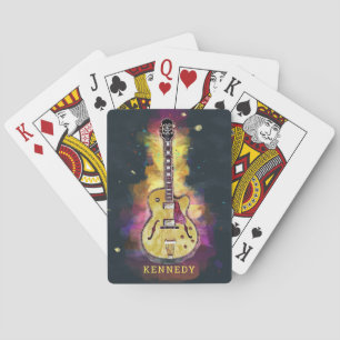 Colourful Bold Guitar Abstract Painting Playing Cards