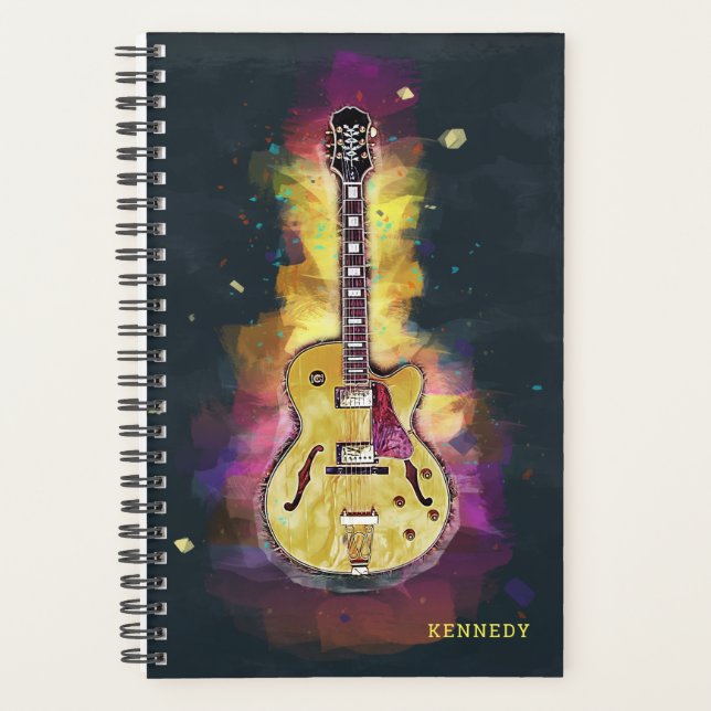Colourful Bold Guitar Abstract Rock Band Planner (Front)