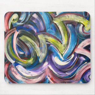 Colourful Bold Hand Painted Brushstrokes Mouse Mat