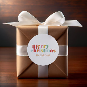 Colourful Bold Letters "Merry Christmas"  Classic Round Sticker