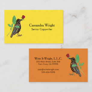 Colourful Bold Mexican Folk Art Oaxacan Crow & Ros Business Card