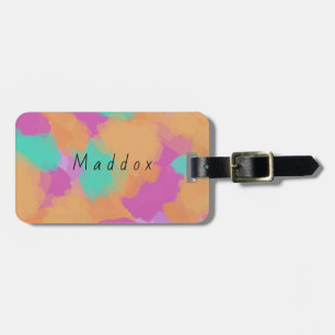 Colourful Bold Modern Artist Pattern + Custom Name Luggage Tag
