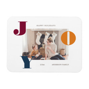 colourful bold modern script photo holiday magnet
