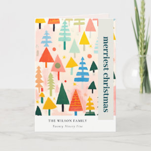 Colourful Bold Retro Abstract Christmas Landscape Holiday Card