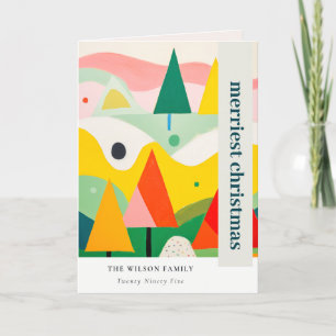 Colourful Bold Retro Abstract Christmas Landscape Holiday Card