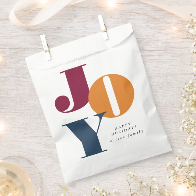 Colourful Bold Script Joy Holiday Favour Bags (Clipped)