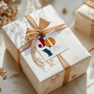 Colourful Bold Script Joy Holiday Favour Tags